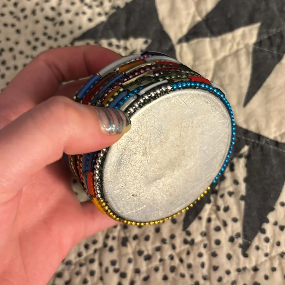 🤡 Medium Artisan Beaded Metal Jewelry Box
